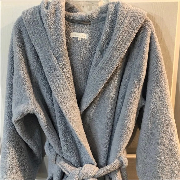 IRelax Unisex Light Blue Hooded Robe Sz Lg - Picture 8 of 11